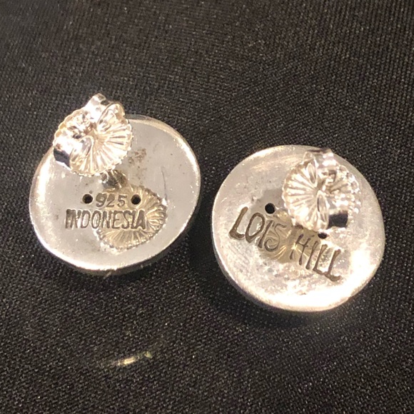 LOIS HILL Oxidized Sterling Silver Granulated Scroll Post Back Earrings - Picture 8 of 17